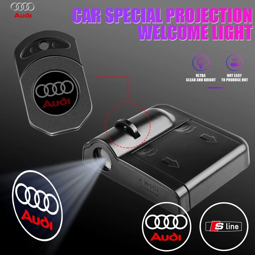 

1/2/4pc Car Door LED HD Welcome Shadow Projector Logo Light For Audi Q5 Q4 A4 A6 A7 A5 A3 Q3 Q2 A1 A8 TT S1 S3 Q7 SQ5 SQ7 SQ3 S4