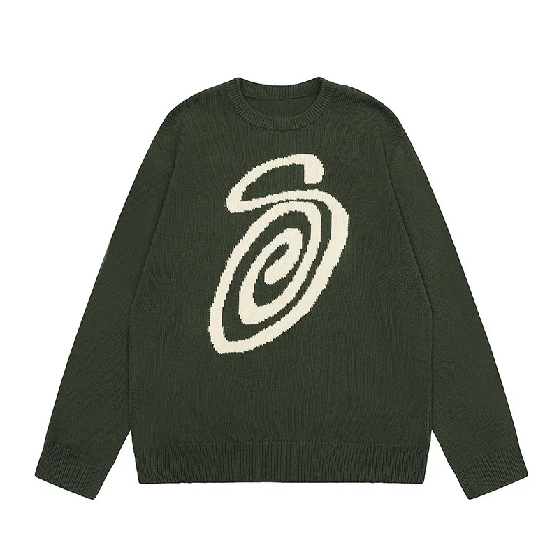 Y2k Millennium Wind Mosquito Coil Pattern Printed Pattern Round Neck Loose Sweater Street Style Knitted Sweater Top For Women