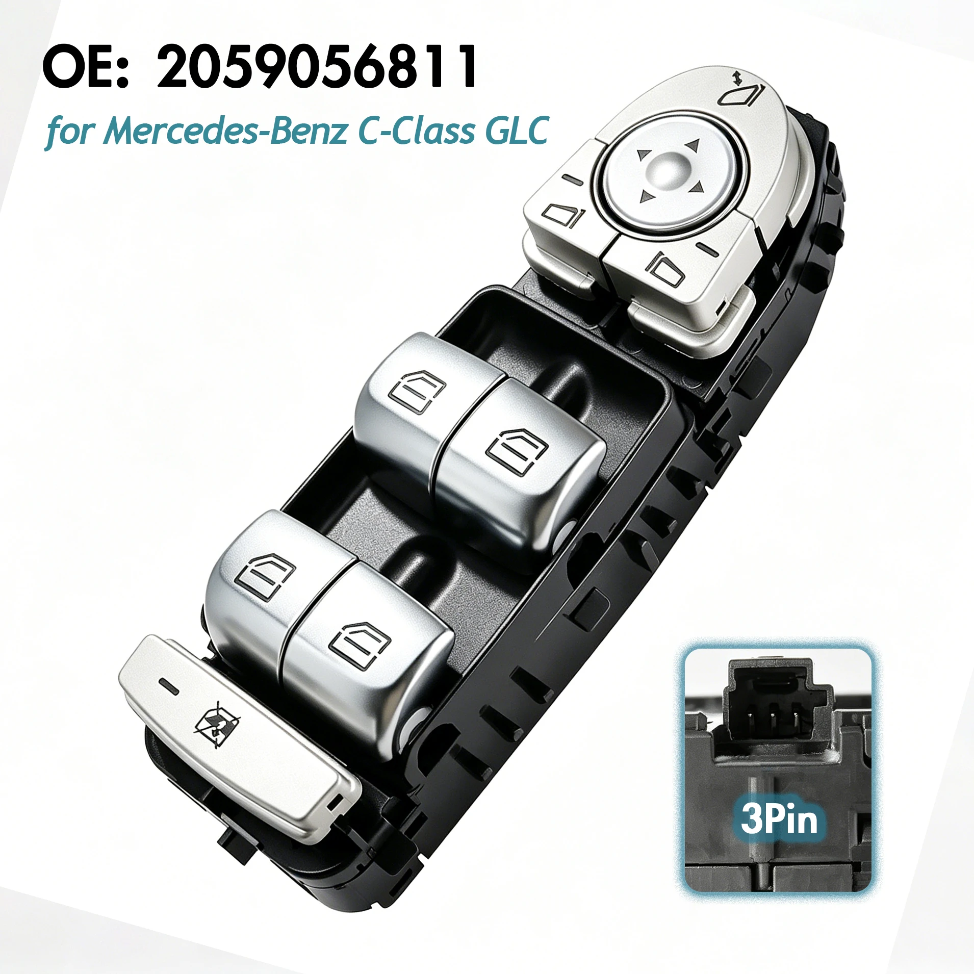 For Mercedes-Benz C300 C350e C43 C63 W205 S205 C205 A205 GLC300,Master Power Window Control Switch Lifter Adjustment Button