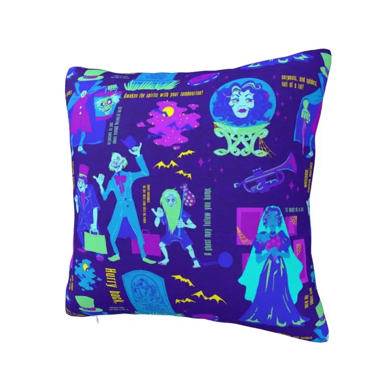 Happy Haunts Pillow Case 45x45cm Decor Home Haunted Mansion Grim Grinning Ghost Luxury Cushion Cover Velvet Pillowcase