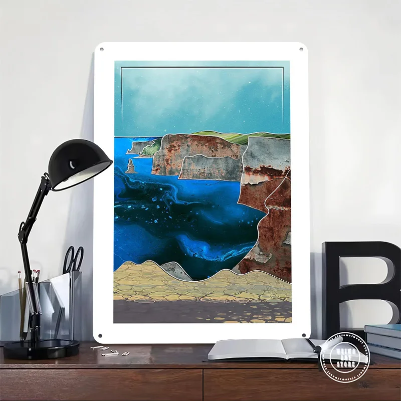 Ireland Cliffs of Moher Personalized 3D Textured Metal Poster Wall Art Tinplate Sign for Luxury Decoration Home Decor Ornaments
