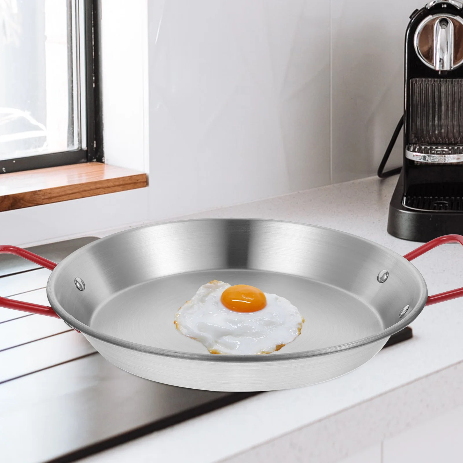 

Stainless Steel Frying Pan 28cm Premium Material Nonstick Flat Base for Cooking Eggs Sandwich Pancakes Kitchen Supplies