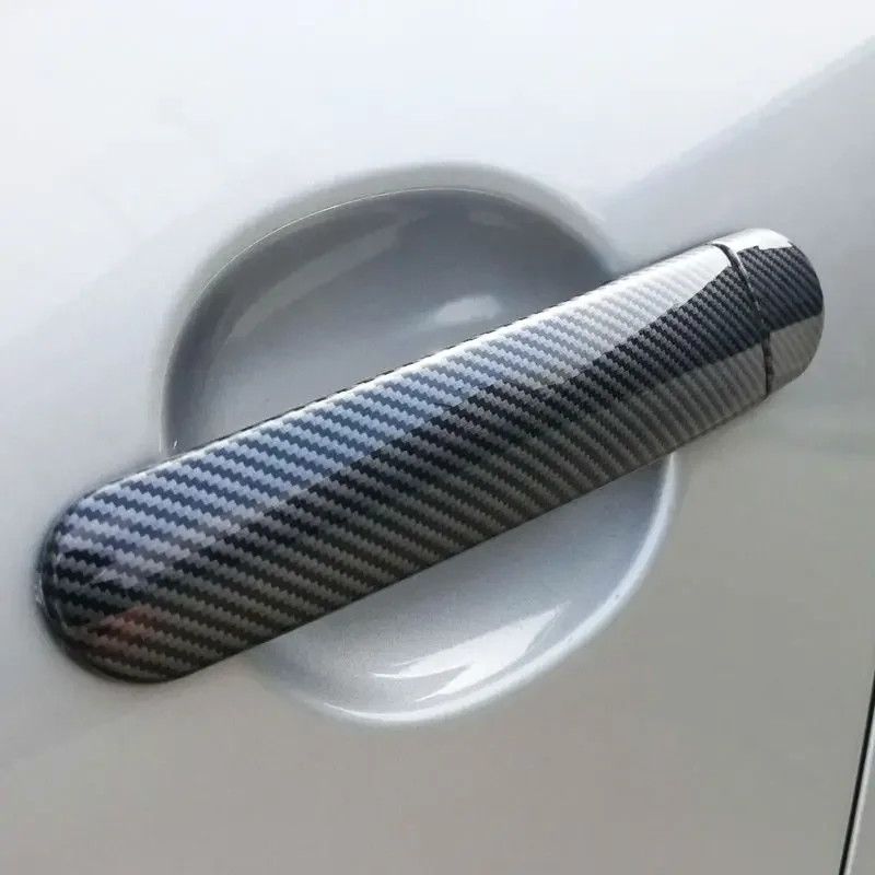 Funduoo For VW Polo 2004 2005 2006 2007 2008 2009 Chrome Carbon Fiber Car Door Handle Covers Accessories Stickers