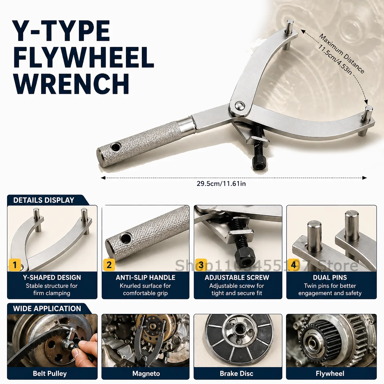 

1 Pcs Y-type Flywheel Wrench Motorcycle Flywheel Wrench Gearbox Clutch Removal Bracket Repair Tool Universal for Motorcycles