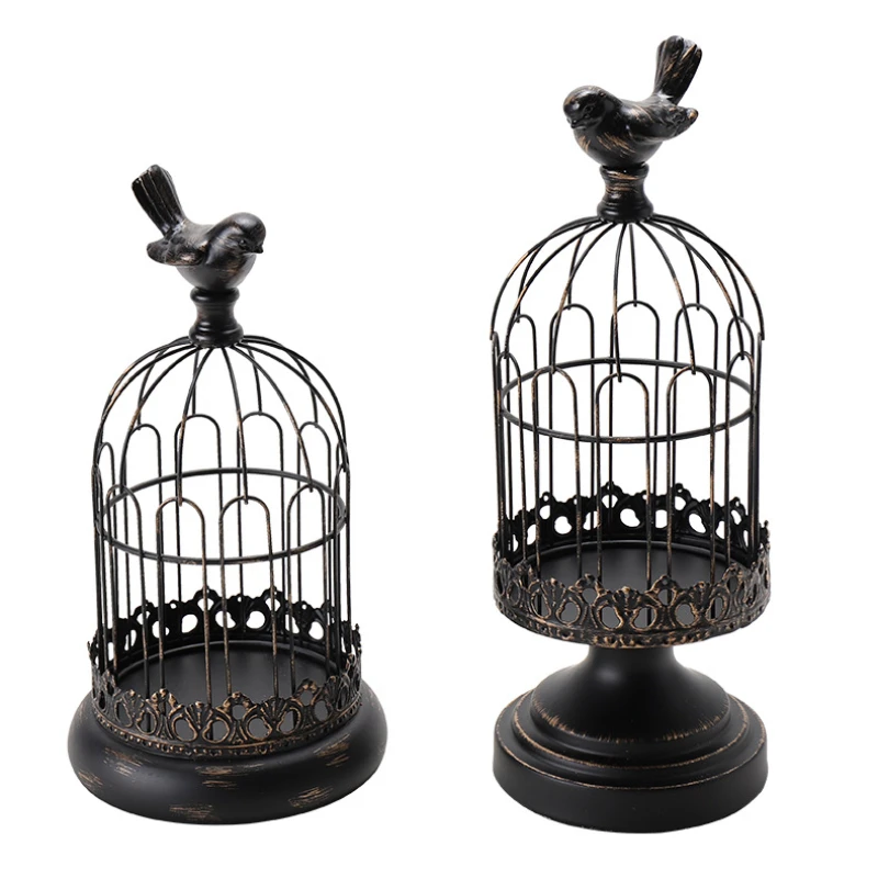 Bougeoir Cage à Oiseaux Vintage En Métal Blanc – Lanterne Suspendue Avec Papillons – Décoration Mariage, Table, Cheminée
