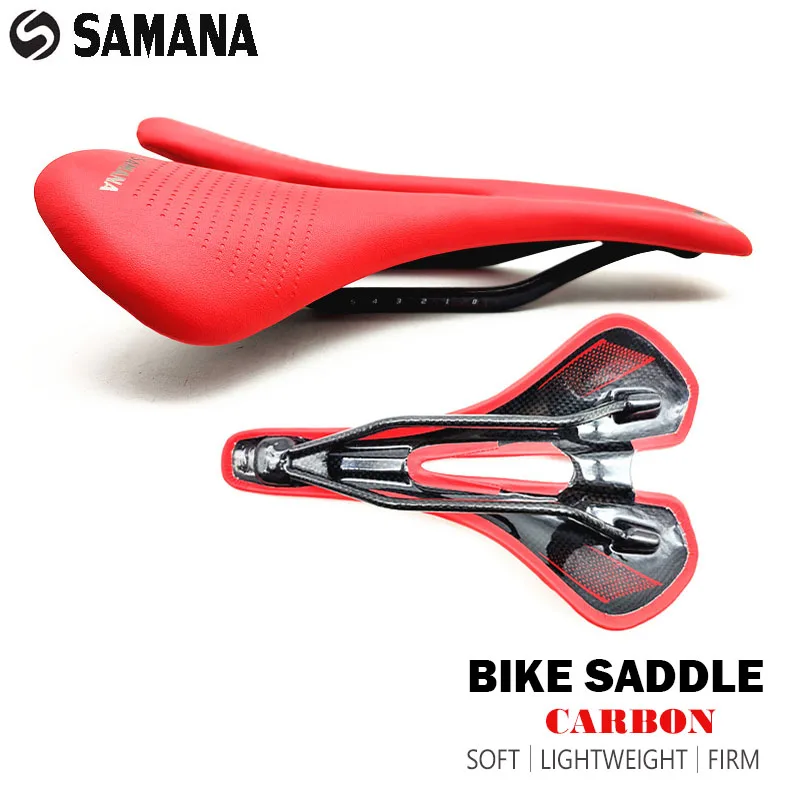 SAMANA Super Light Carbon bike Saddle MTB Road  Carbon Fiber Bicycle Seat Comfortable Leather EVA Cycling Racing Cushions