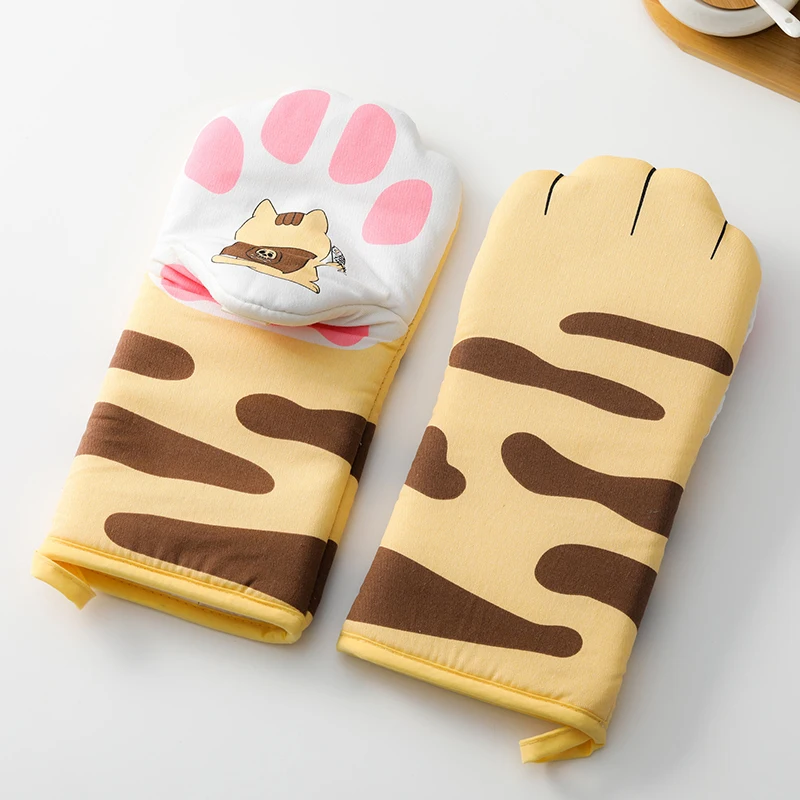 

1pc Cute Cat Paws Oven Mitts Cat Claw Baking Oven Gloves Anti-scald Microwave Heat Resistant Insulation Non-slip Cat Paw Gloves