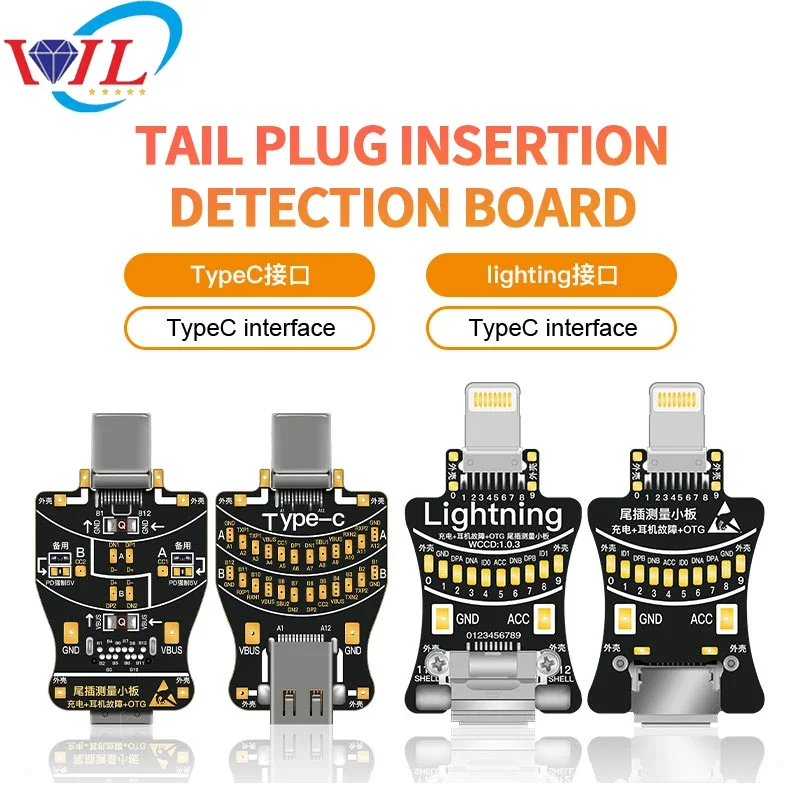 Placa de prueba de carga con conector Type-C/Lightning para reparación de celulares, herramienta de detección de carga 2