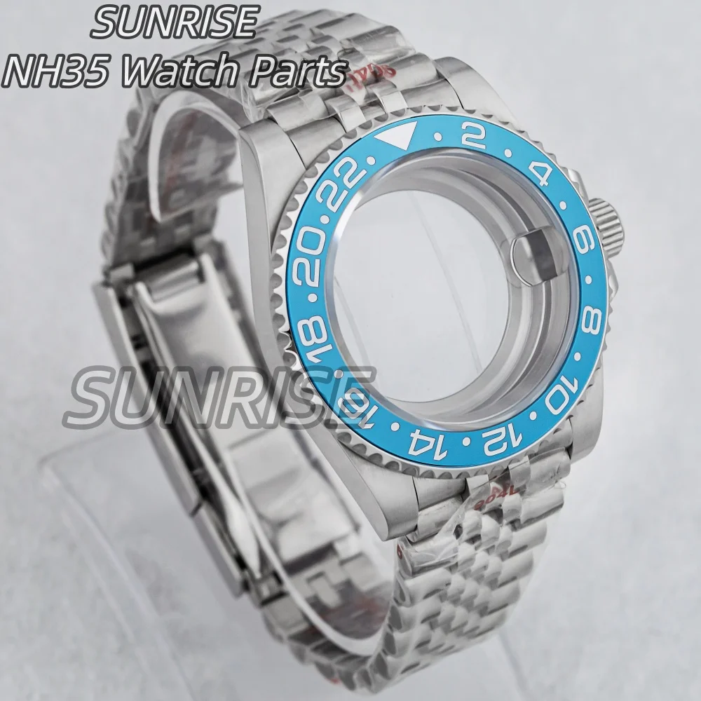 

100M Diving Case 40mm fit NH34 NH35 NH36 ETA 2824 PT5000 Watch Case Jubilee Bracelet Sapphire Glass Slide Buckle Men Case Parts