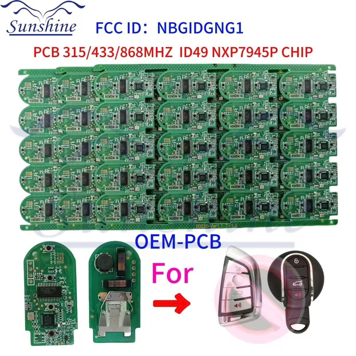 

Sunshine PCB Car Remote Key For BMW 1 3 5 7 Series X1 X3 X5 X6 X7 F CAS4 CAS4+ FEM 2011-2017 PCF7945 Replace Keyless Go Car key