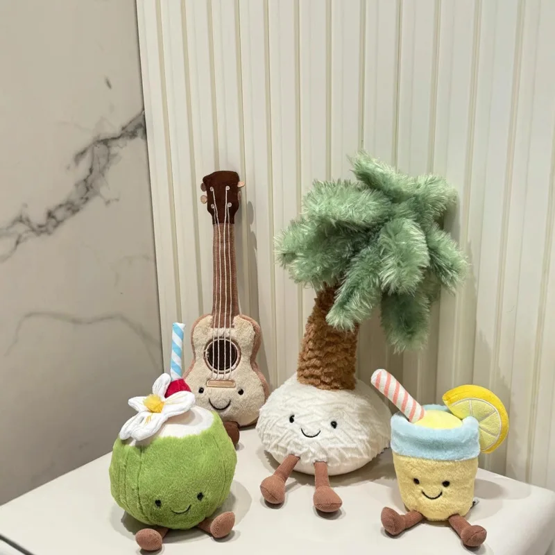 

Плюшевые игрушки JC Kawaii: Коралл, Кокос, Лимон. Мягкая кукла-кокос, декор в виде гитары. Успокаивающий компаньон для спальни. Изысканные подарки.