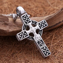 Fashion Vintage Stainless Steel Cross Pendant Necklace For Men Nordic Viking Celtic Knot Necklaces Amulet Jewelry Gift Wholesale