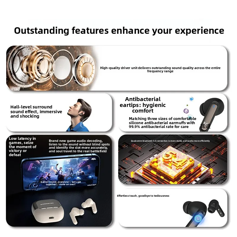 MONSTER Brand New Wireless Clip - on Sports Bluetooth Earbuds Noise Reduction Long - lasting Power for Athletic Lovers