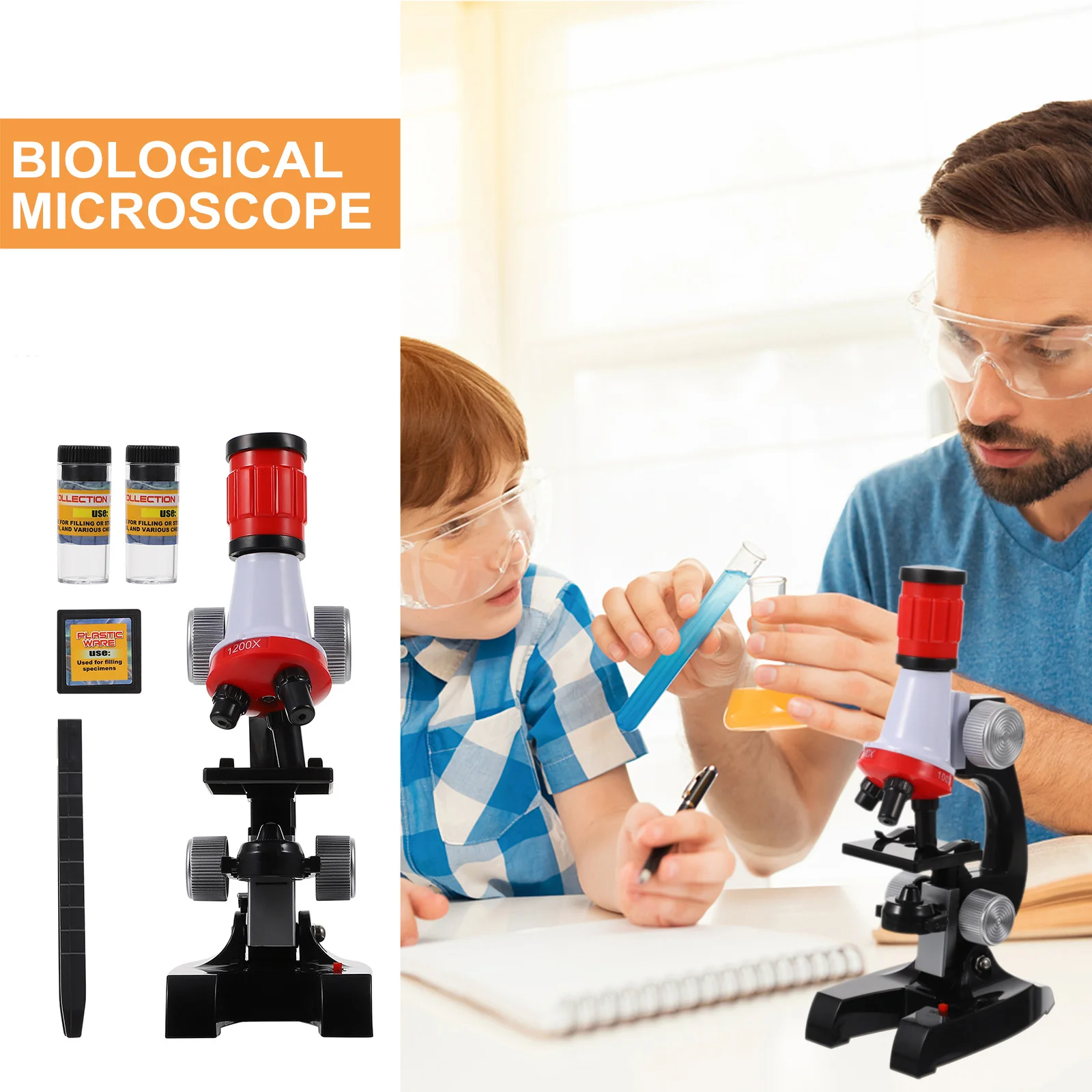 1 set educativo per bambini microscopio biologico in plastica strumento di apprendimento scientifico giocattolo educativo precoce biologico