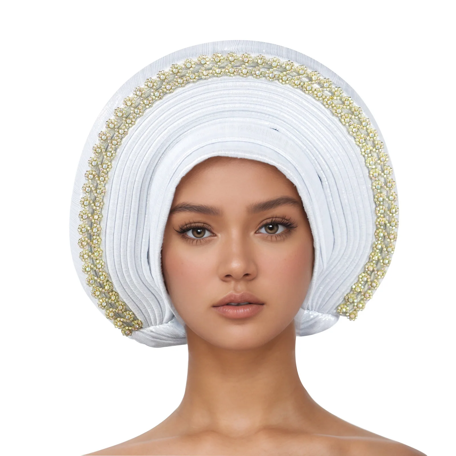 

African Aso Oke Headtie Head wraps Diamonds Already Made Wedding Headgear for Women Hijab Bonnet Headscarf Turbante Nigerian