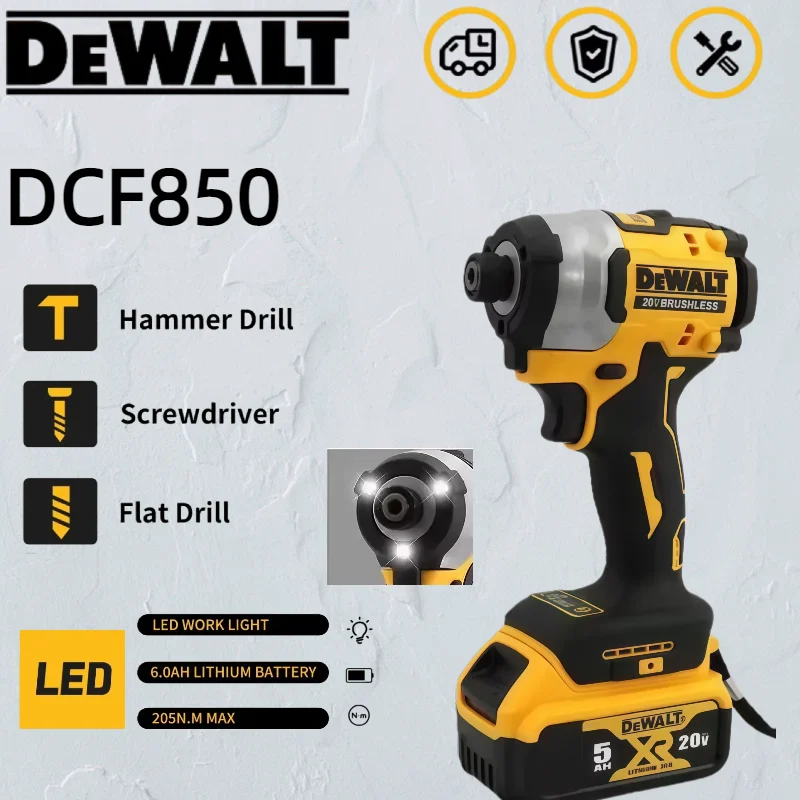

Dewalt DCF850 Rechargeable Cordless 20V Cordless Impact Wrench, Lithium Electric Battery, Power Tools, Large Torque