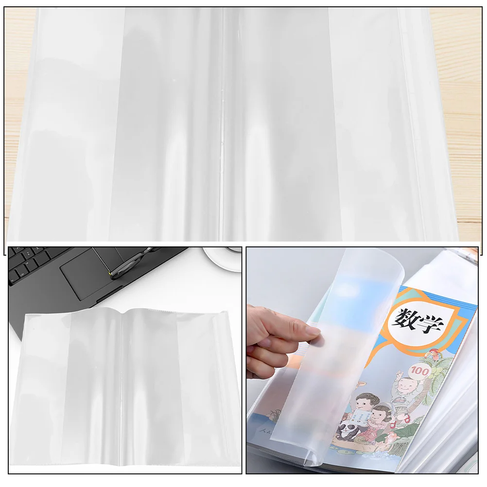 20Pcs Transparent Plastic Book Covers Clear Sleeve Protective Cover for Textbooks Notebooks Reusable Book Protector for Students