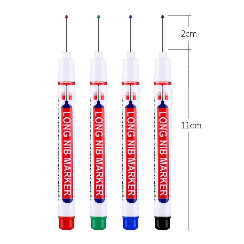 علامات دائمة برأس منقار طويل ، قلم ثقب معدني ، مقاوم للماء ، حمام ، ديكور أعمال النجارة ، ثقب عميق ، 4 ألوان ، 20
