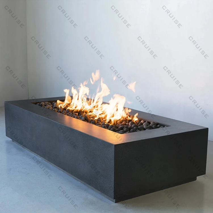 1250*758*290mm High Quality Outdoor Garden Backyard Heating Sets Steel Large Rectangle Propane Natural Gas Fire Pit Table