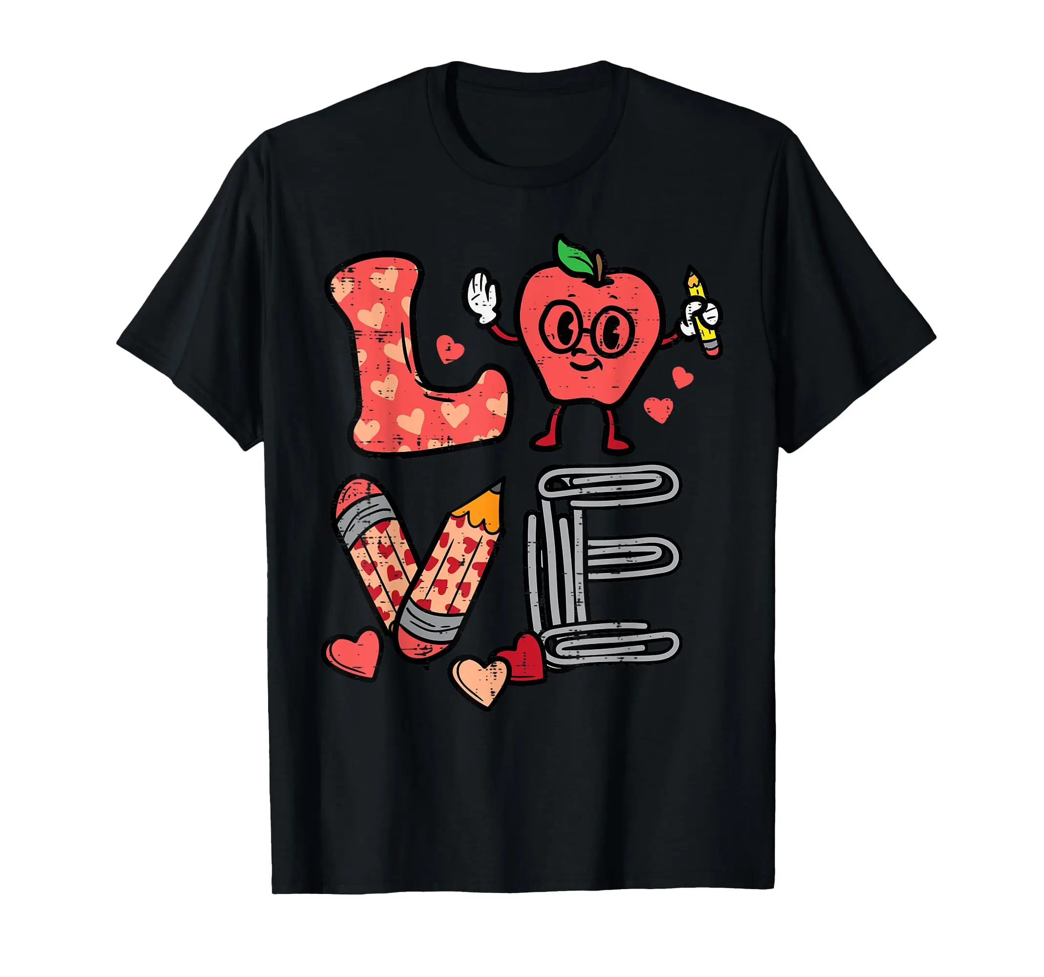 Cute Love Valentines Day Apple Vintage School Pre-K Teacher Soft Cotton T-Shirt Unisex