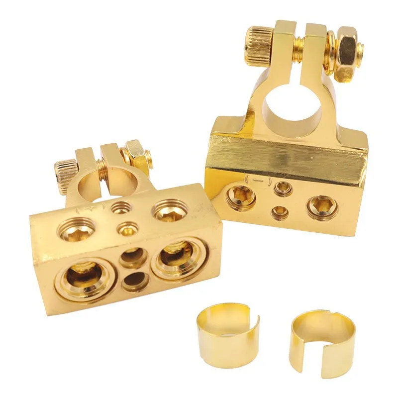 Car Audio Modification Battery Terminal, Battery Clamp, Silver Gold-Plated Connector, Battery Post Adapter