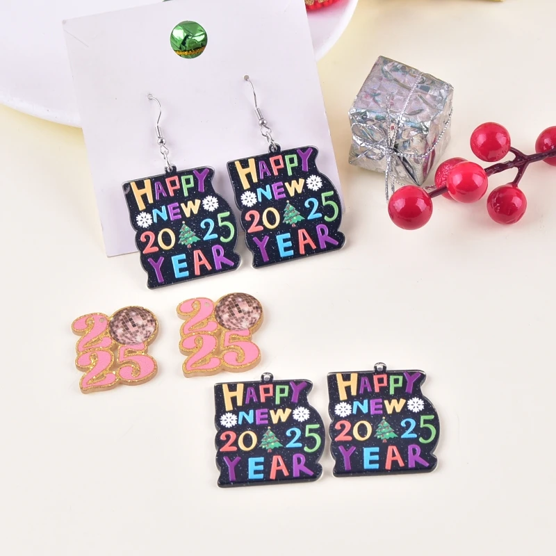 10pcs Mix Style 2025 Acrylic Charms for Earring Keychain Necklace Pendant Jewlery Findings Phone Charms