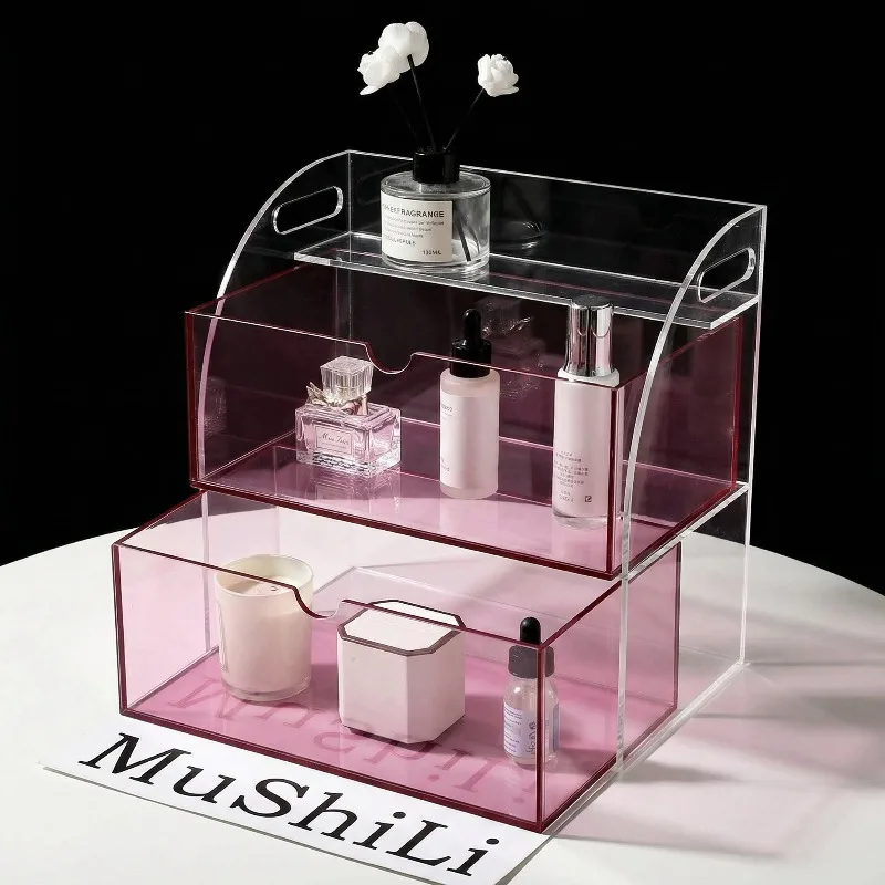 

Акриловый органайзер для косметики премиум-класса: пылезащитная полка для уходовых средств, настольный дисплей большой емкости