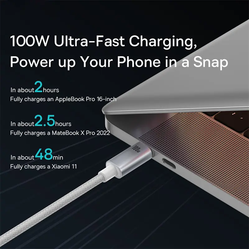 Baseus 100W USB C Cable For MacBook iPad Fast Charger Cable For iPhone 15 Plus Pro Max Type C For Xiaomi Samsung - 3
