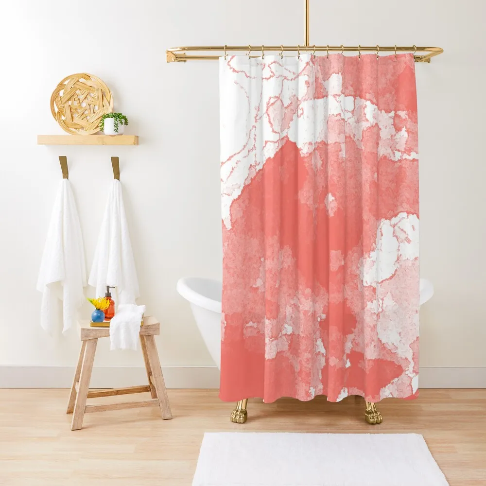 

Living Coral Abstract Shower Curtain Cover Curtain Bathroom Deco Window Curtain