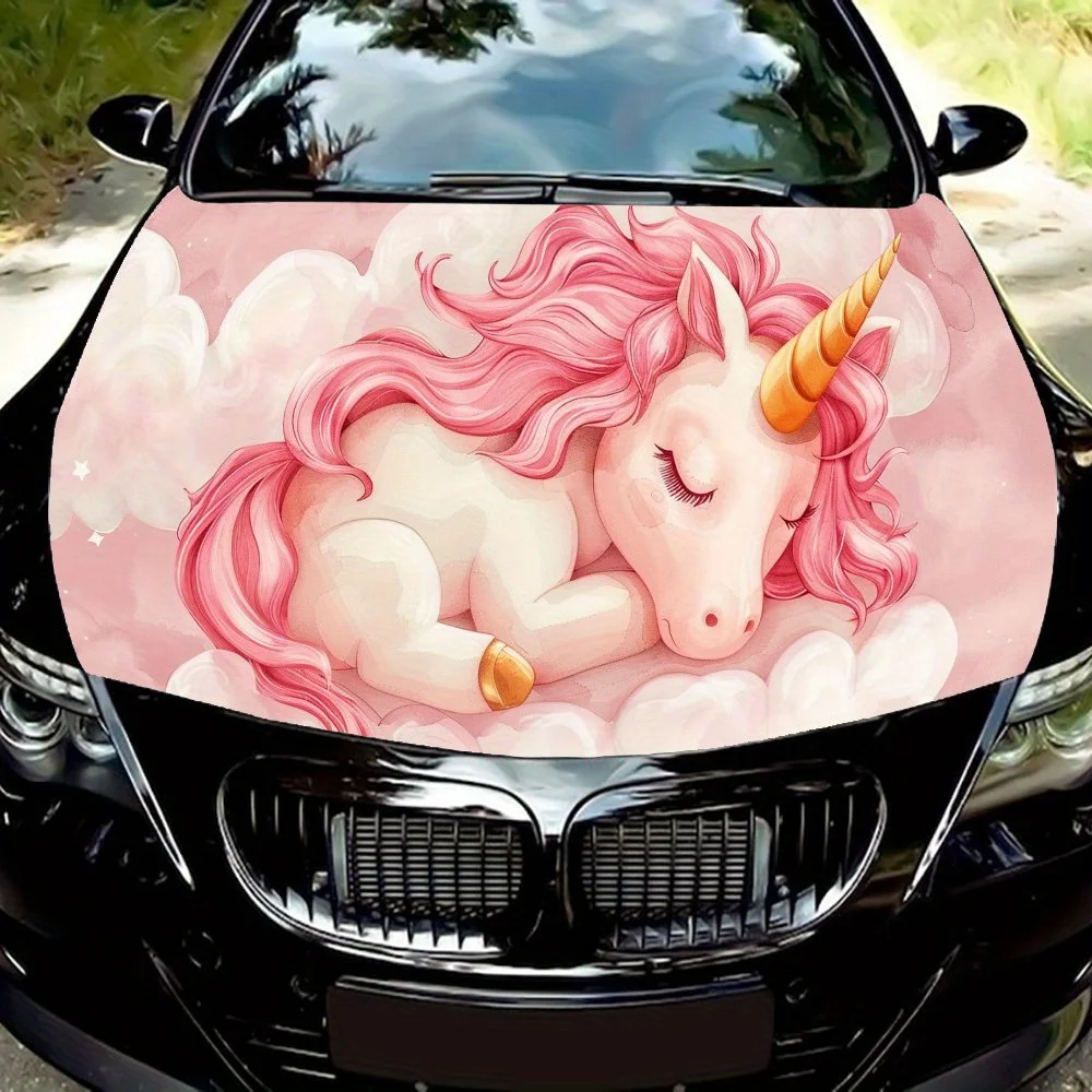 

Adorable Napping Unicorn Print car hood stickers, waterproof self-adhesive, scratch resistant, easy to stick, durable car PVC st