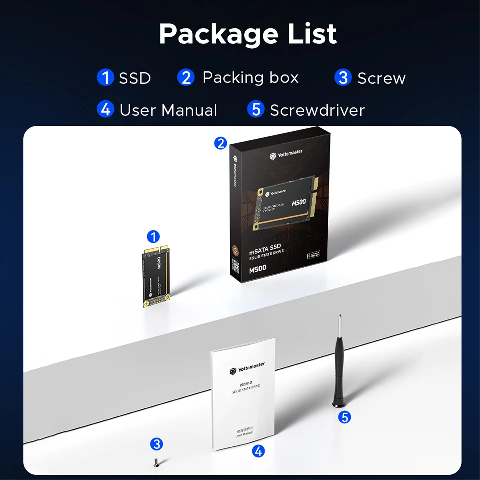 Yottamaster M500 256GB 1TB 2TB mSATA SSD SATA III 6Gbps ミニ SATA