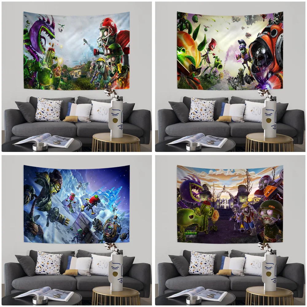 Game Plants Vs Z-Zombies Cartoon Tapestry Wall Hanging Decoration Household Home Decor