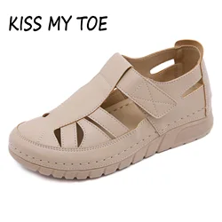 Women's Sandals Summer 2025 Casual Non-Slip Soft Hollow PU Comfort Lightweight MD Platform Wedges High Heels Beach Shoes Woman