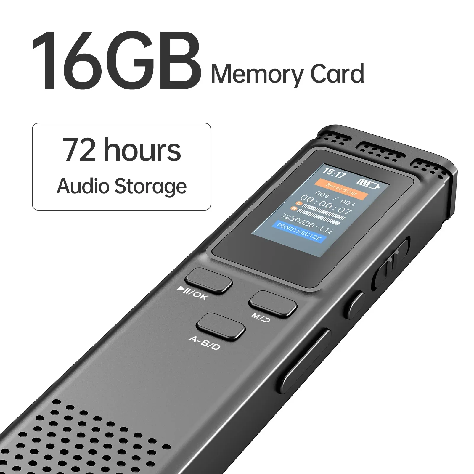 Digital Voice Recorder, 64GB/16GB/8GB Voice Activated Audio Recording with Noise Reduction, MP3 Music Player, 288hrs Playback