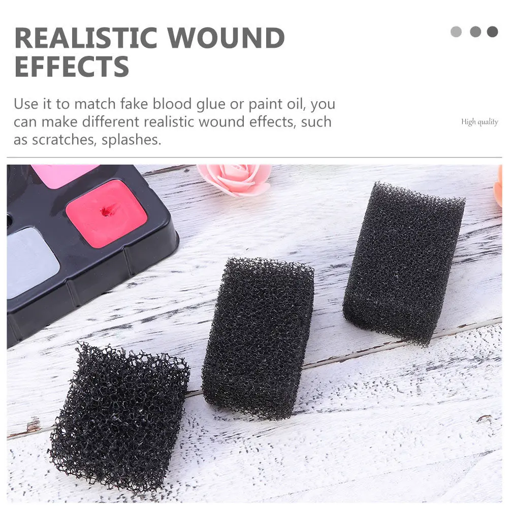 4Pcs Black Special Effect Stipple Sponge for Professional Halloween Makeup Wound Scarring Scratch Simulation Stubble
