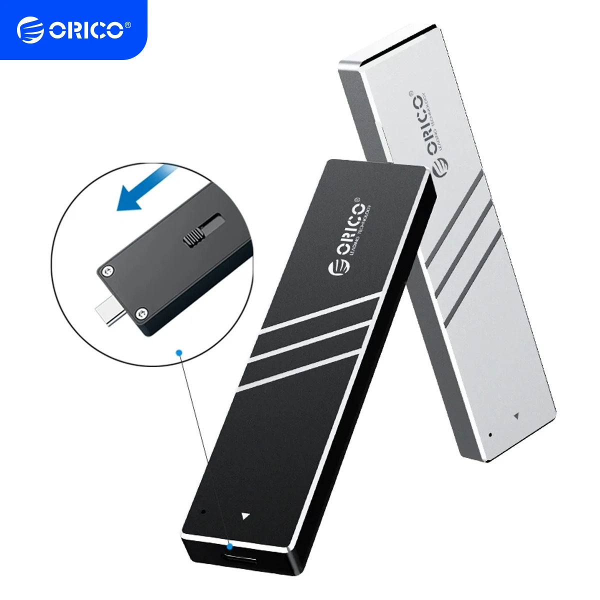 ORICO 10Gbps M2 NVMe SSD Case With Retractable Interface Type C USB3.1 UASP M.2 USB NVME Enclosure Aluminum Hard Drive Disk Box