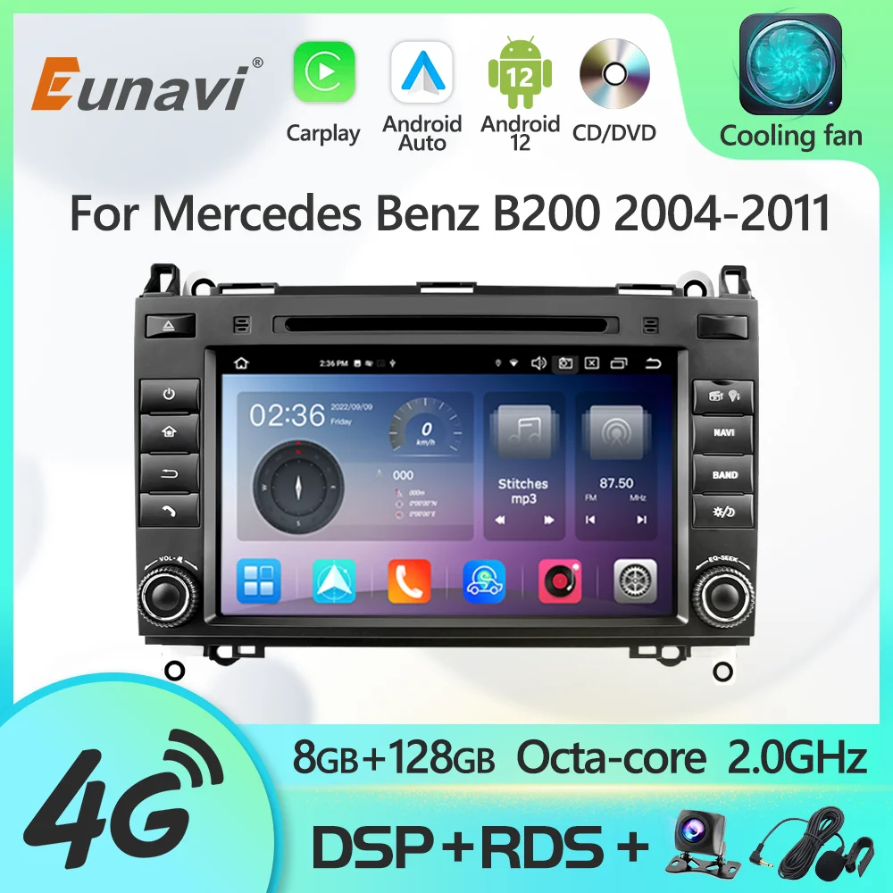 Eunavi 2 Din Android 13 Radio DVD Player For Mercedes Benz B200 Sprinter W906 W639 AB Class W169 W245 2004-2013 GPS Multimedia