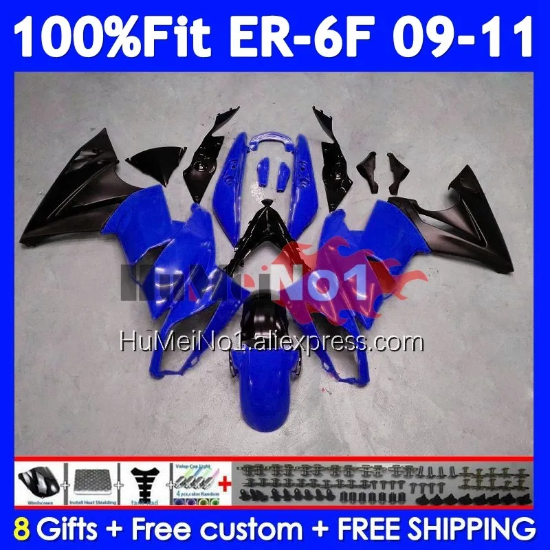 OEM Body For KAWASAKI NINJA 650R ER 6F ER6 ER 6 F ER-6F 09-11 246No.50 ER6F 09 10 11 650 R 2009 Blue black 2010 2011 Fairings