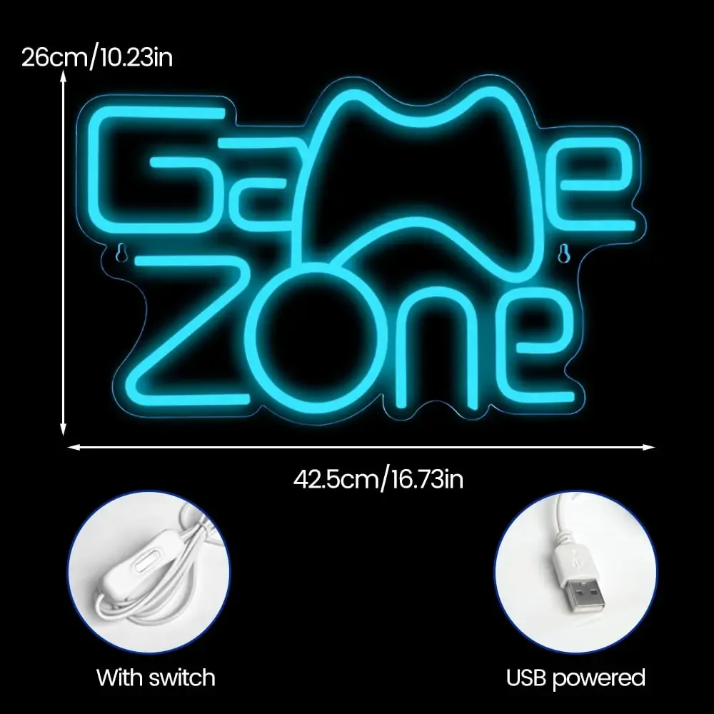 Game Zone Neon Sign,Gamer Neon Light for Game Room Decor,Gaming Neon Light Signs Gift for Teen Boys Room Decor