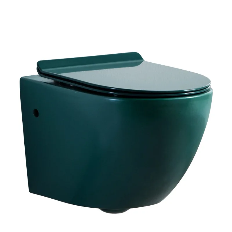 

Matt green wall-mounted toilet, wall row hidden toilet embedded water tank