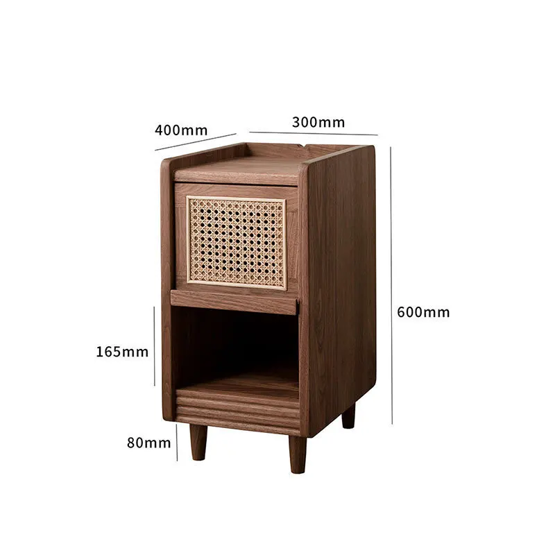 

Black walnut all-solid wood bedside table, modern simple storage cabinet in the bedroom, bedside cabinet