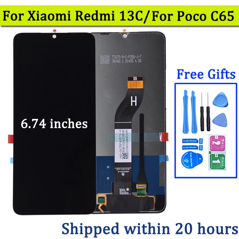 6.74\'\' For Xiaomi Redmi 13C LCD Display With Touch Screen Digitizer Assembly For Xiaomi Poco C65 LCD Replacement