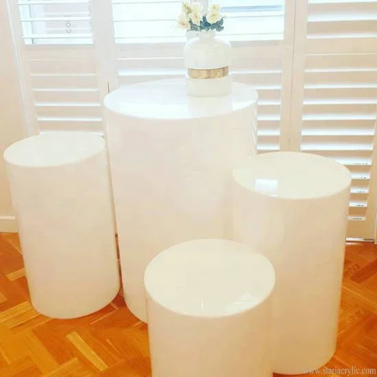 acrylic display plinth for exhibitions weddings round plinths display white acrylic wedding cylinder