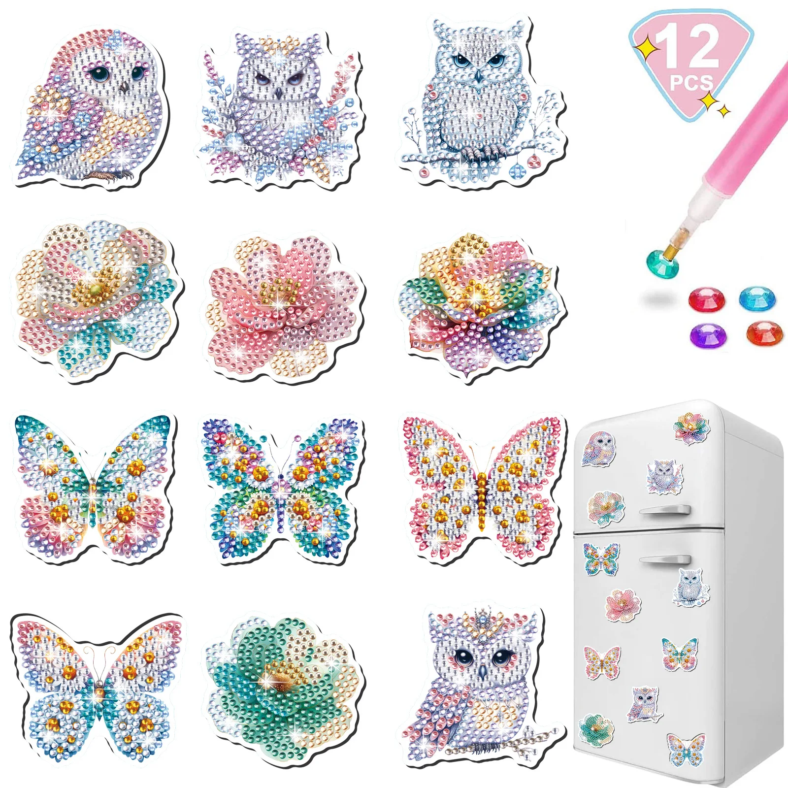 

Butterfly 12Pcs Hot Selling Diamond Painting Fridge Magnet DIY Magnetic Cute Sticker New Arrival Creative Cartoon