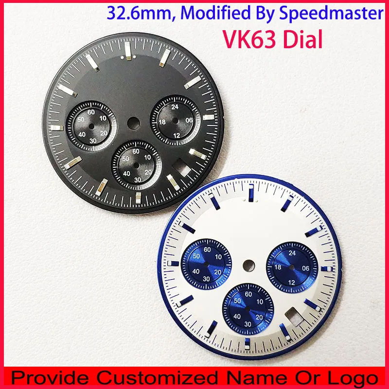 

VK63 Dial 32.6mm Chronograph Modified By OMG Speed Watch Master Dials Green Luminous Custom S DIY Logo Japan Quartz Movement