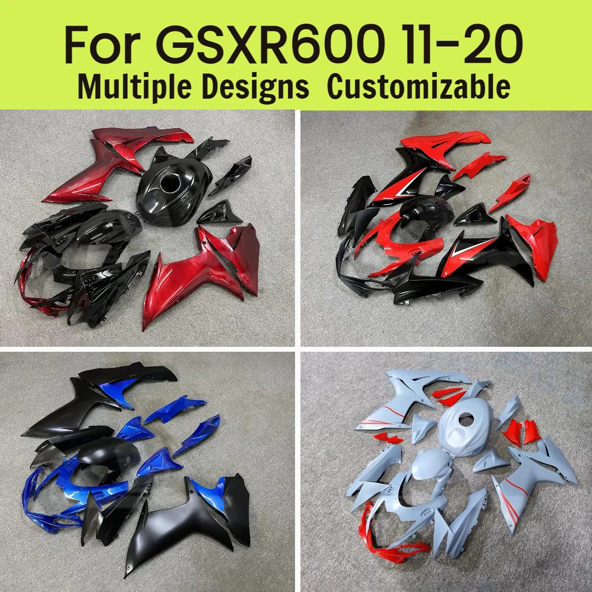 

High Quality Fairings GSXR 600 750 2011-2020 ABS Cowling Injection Bodywork Kit Motorcycle Fairing for GSXR600 GSXR750 11-20