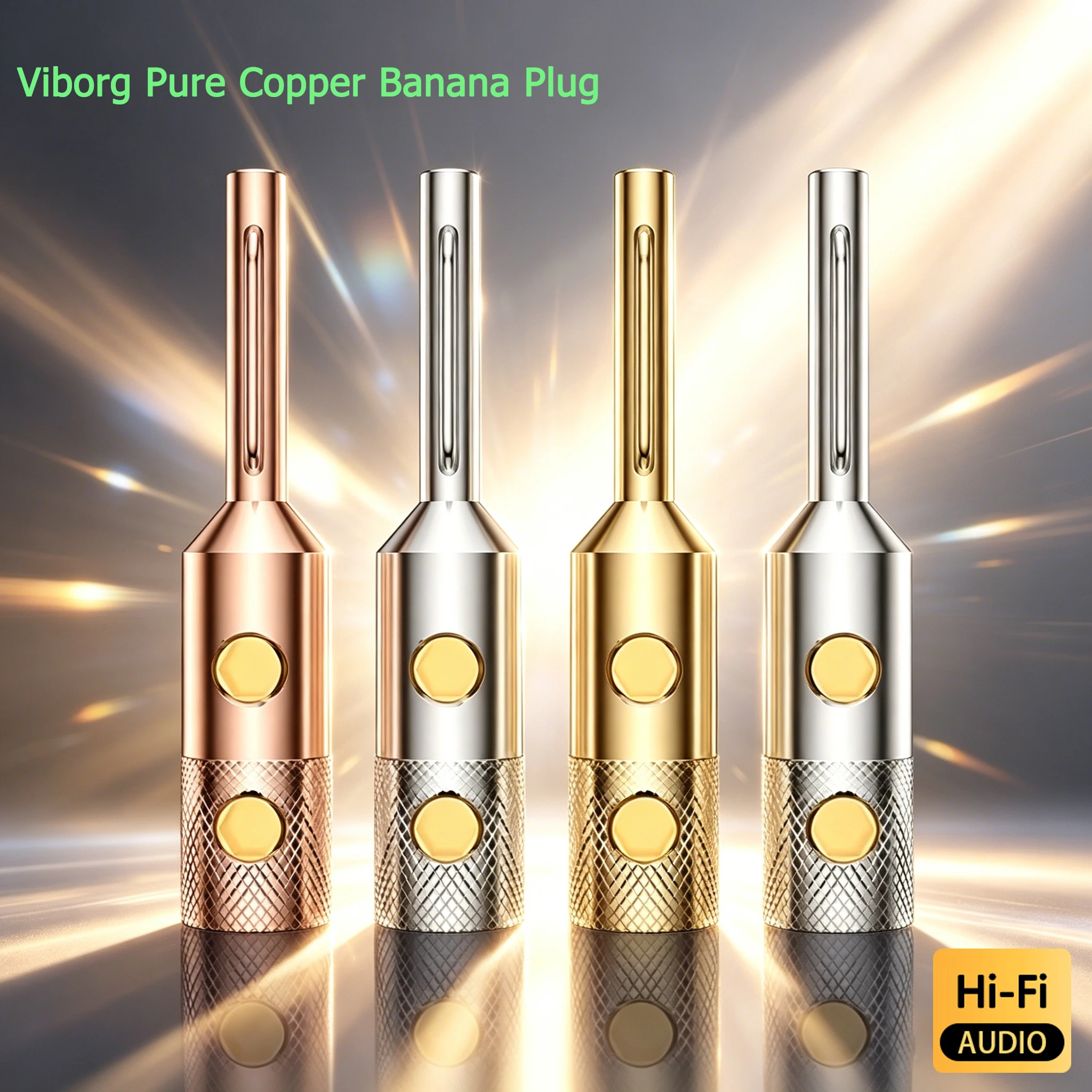 4PCS Viborg VB401 Series Banana Plug, Pure Red Copper Gold/Silver/Rhodium Plated 4MM Screw Lock Speaker Cable Connector