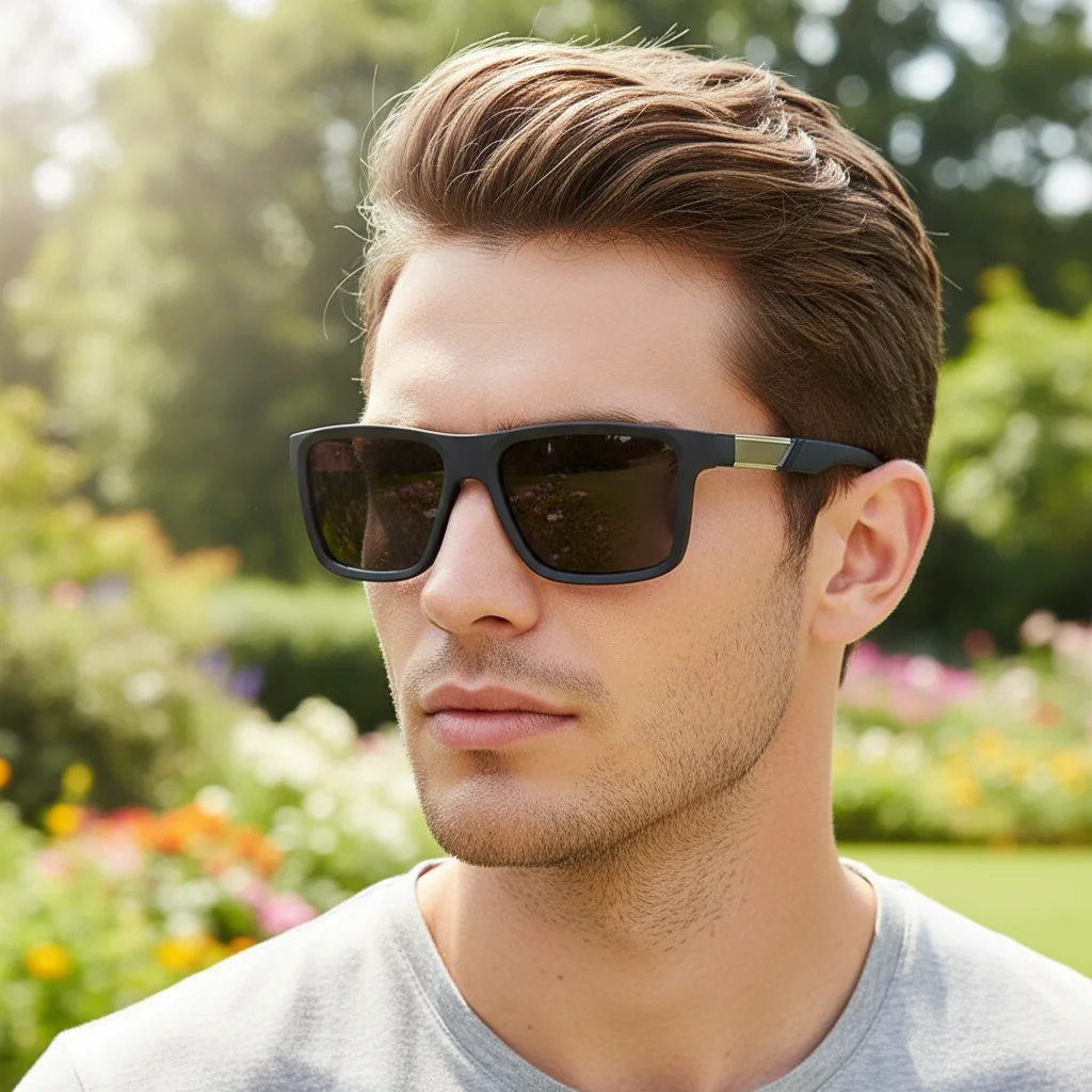 Minimalist Square-framed Polarized Uv-protective Versatile High-end Sunglasses For Men GJ3010