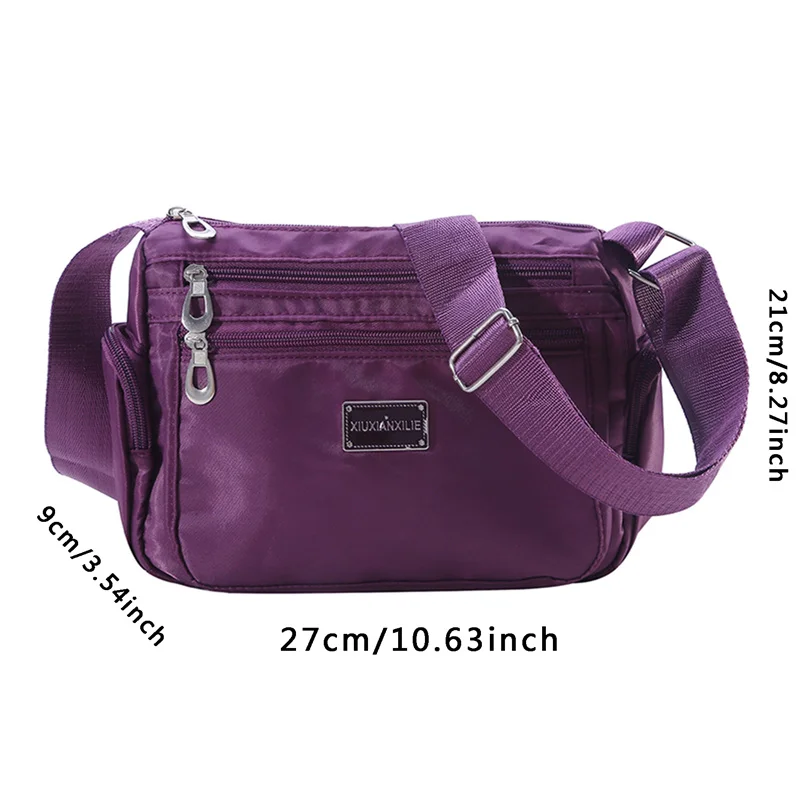 New Fashion Nylon Waterproof Indonesian Single Shoulder women\'s Bag Casual Versatile Crossbody Multi Zipper Shoulder Bags