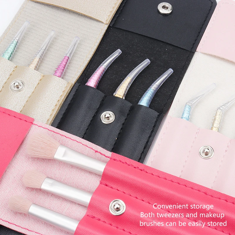 1pcs Lash Tweezers Leather Cover Eyebrow Clip Holder Storage Bag Collection Case Eyelash Extension Supplies Makeup Tools